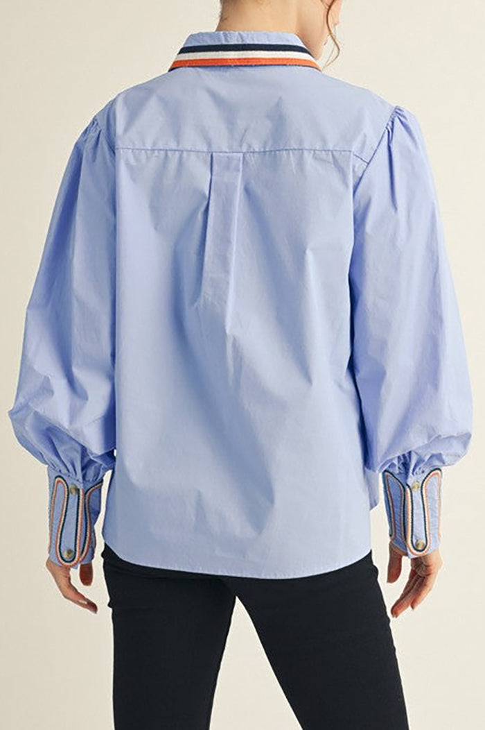 Puff Sleeve Button Front Blouse