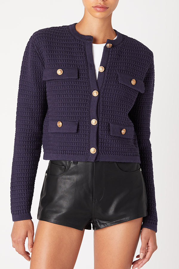 Casual Golden Button Knit Cardigan