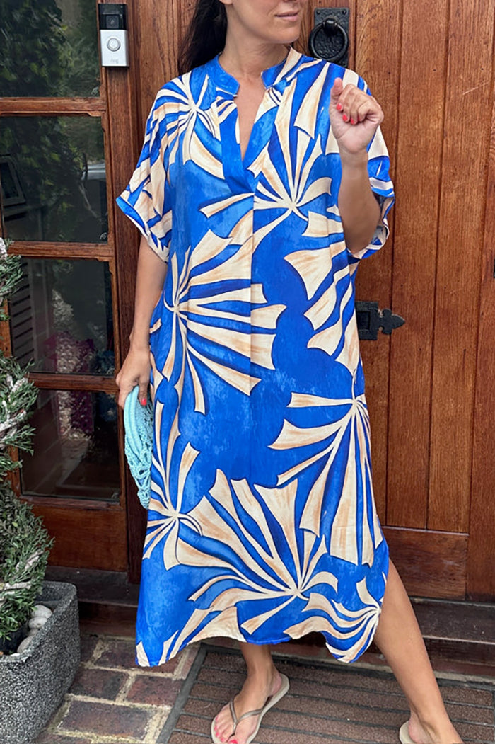 Printed Batwing Sleeve Pocket Dress