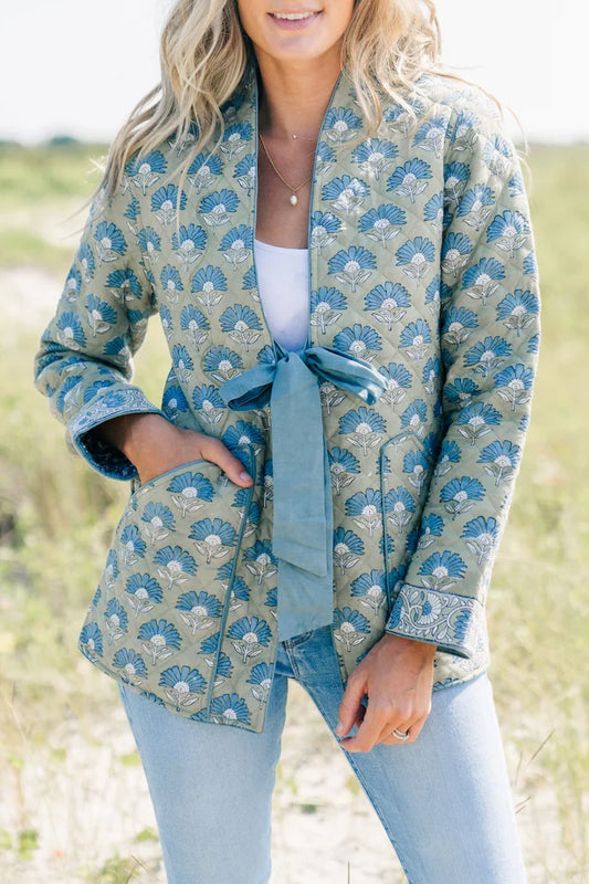 Floral Bow Quilted Jacket