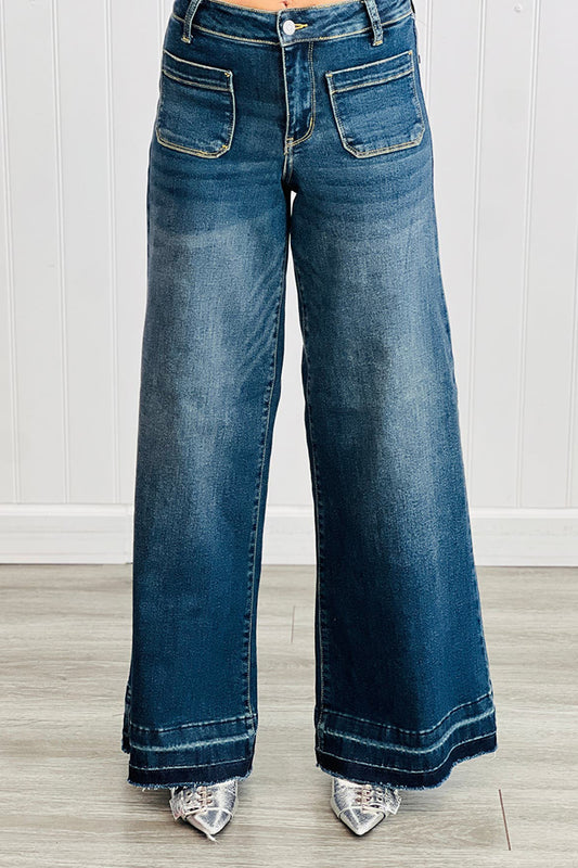 Casual Pocket Flared Jeans