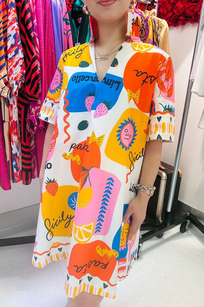 Colorful Mixed Print Pocket Dress