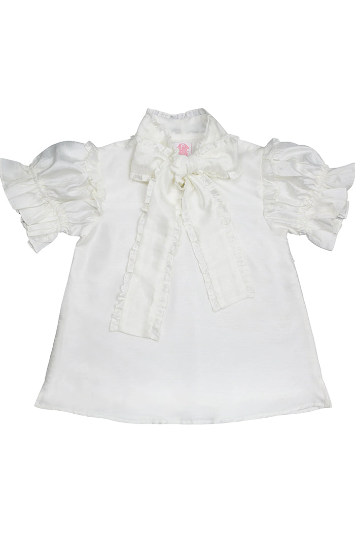 Ruffled Bow Tie Neckline Top