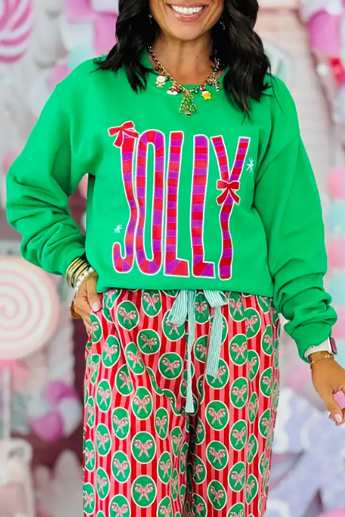 Casual Festive Bows Sweatershirt
