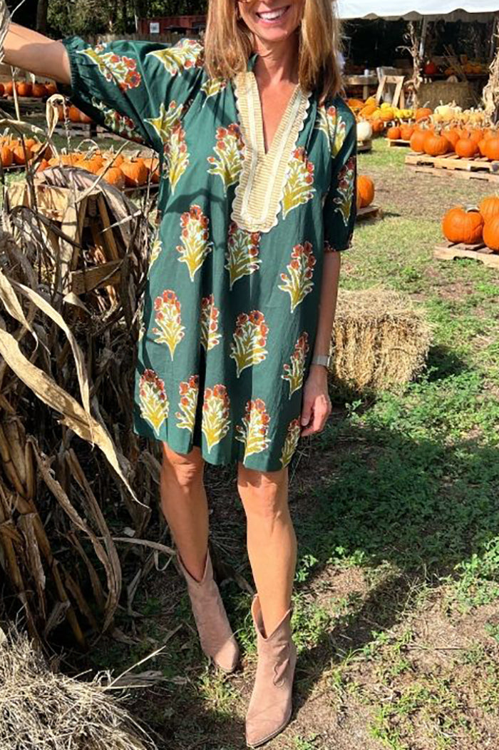 Floral Scallop Hem Dress