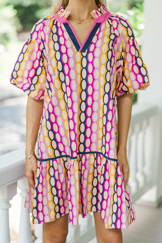 Printed Puff Sleeve Dress