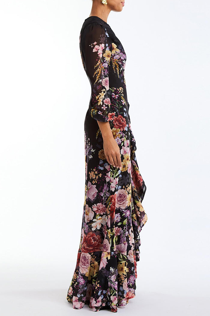 Ruched Waist Floral Maxi Dress