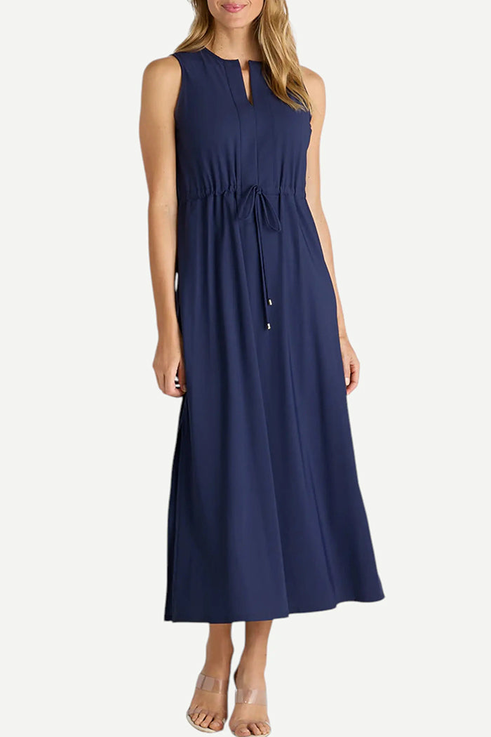 Sleeveless Drawstring Waist Split Dress