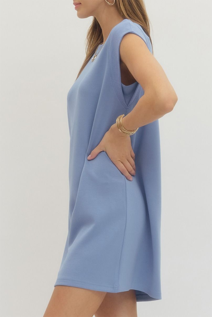 Casual Cap Sleeve Shift Dress
