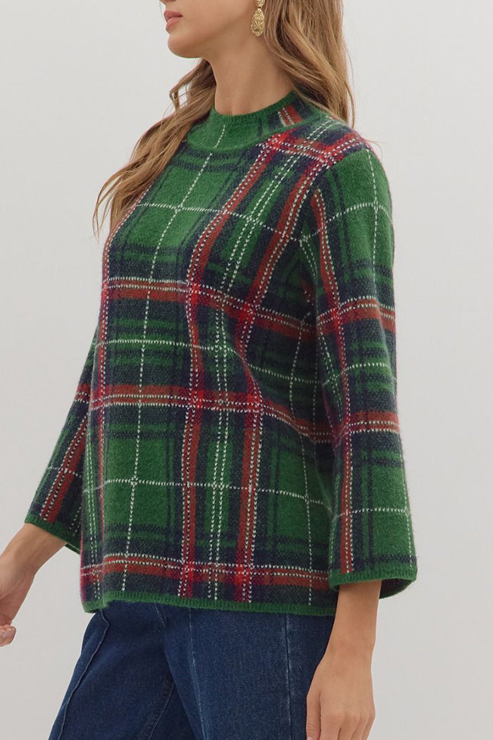 Traditional Plaid Knit Sweater