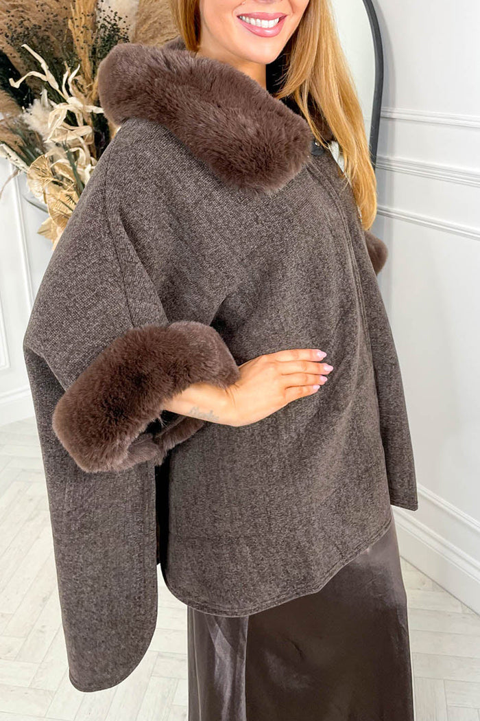 Fur-Collar Cape Coat