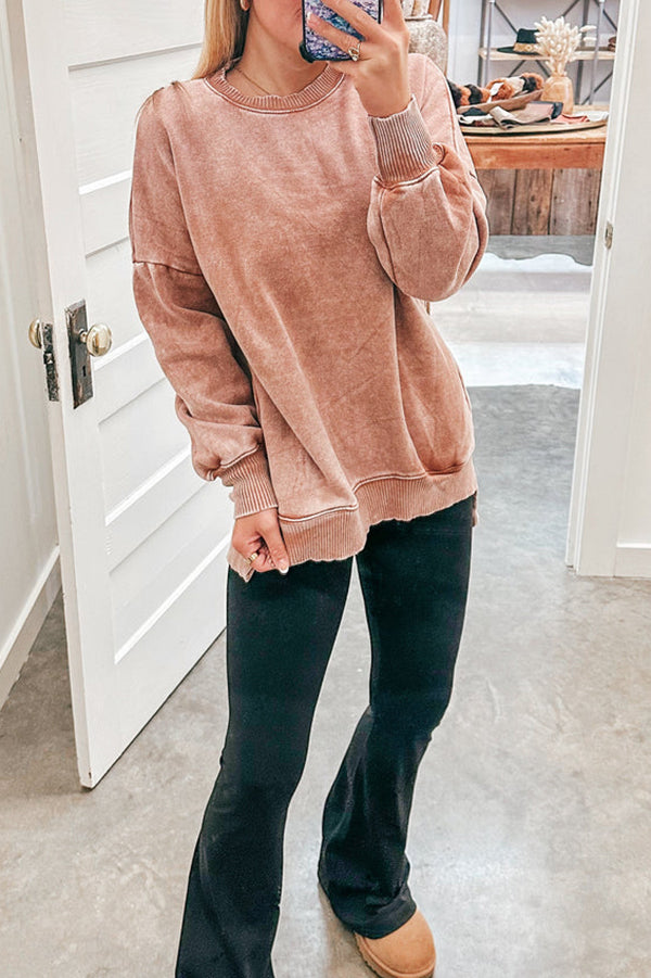 Casual Washed Drop Shoulder Top