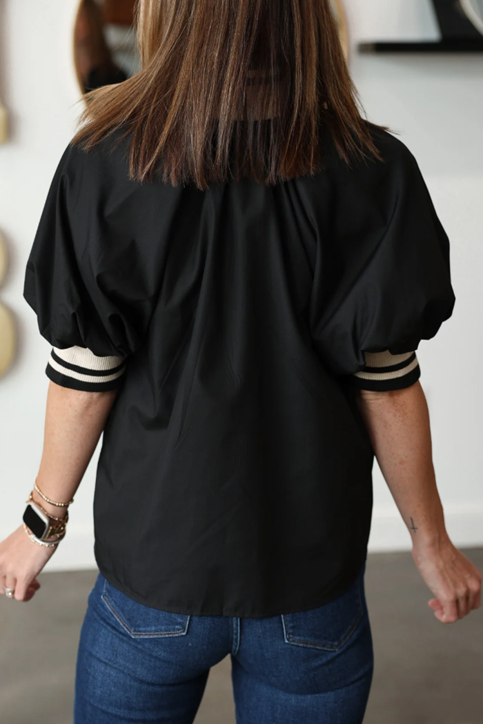 Puff Sleeve Zipper Top