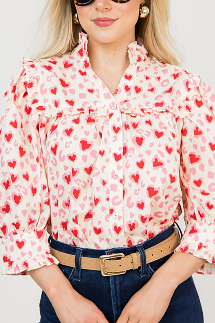 Casual Heart Patterned Blouse