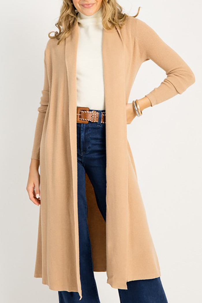 Waffle Knit Long Cardigan