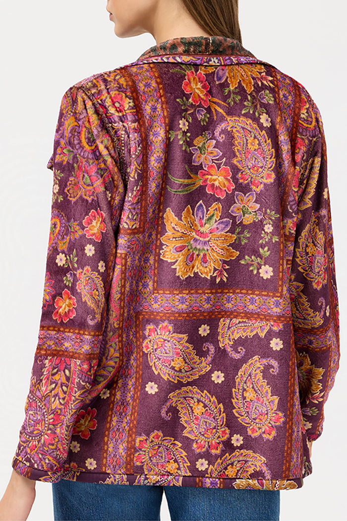 Reversible Leopard Trim Sherpa Pocket Jacket