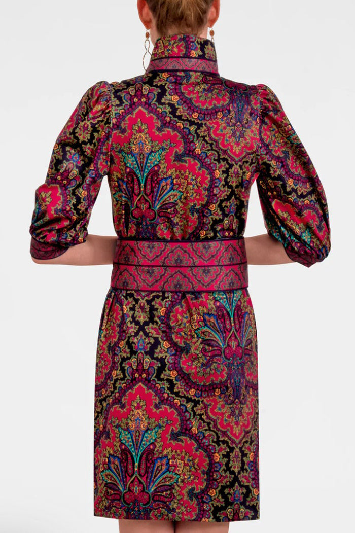 Casual Retro Printed Belt Dress