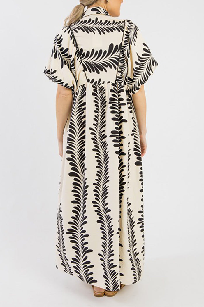 Contrast Printed Pocket Midi Dress