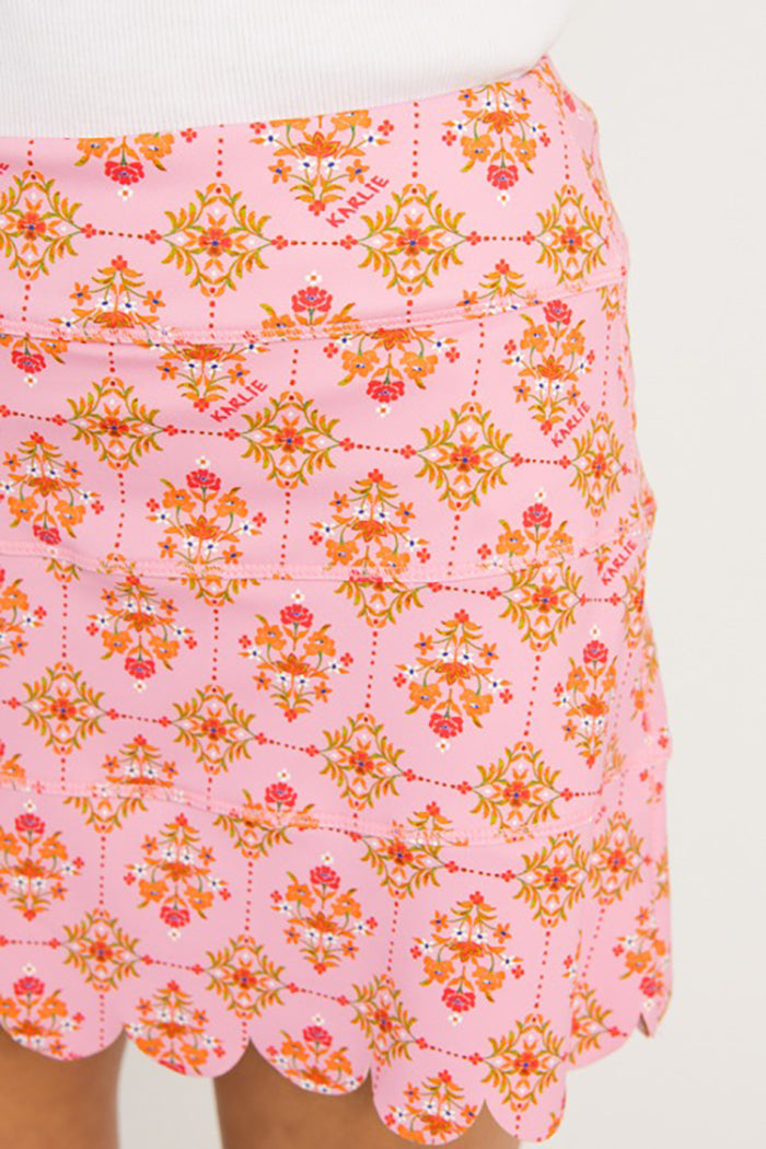 Casual Floral Scallop Skirt