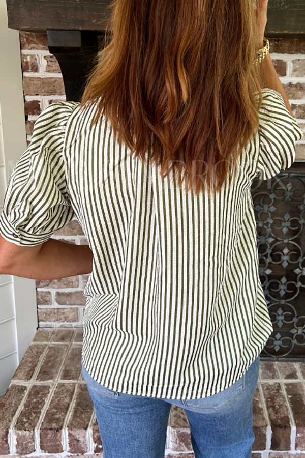 Casual Ruffles Stripes Top
