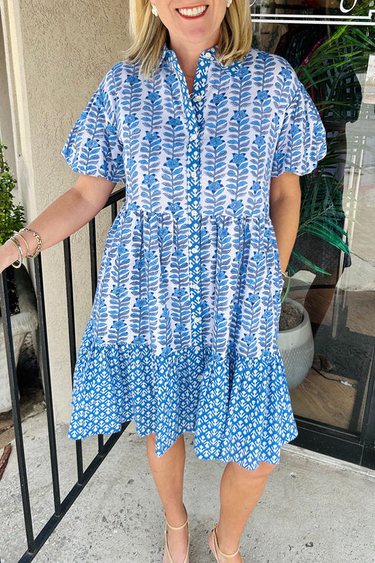 Floral Print Button Pocket Dress