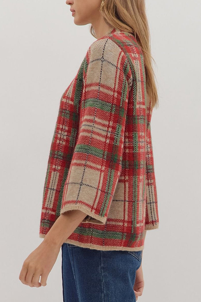 Traditional Plaid Knit Sweater